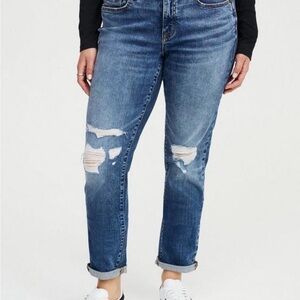 Stylish Blue Distressed Boyfriend Jeans